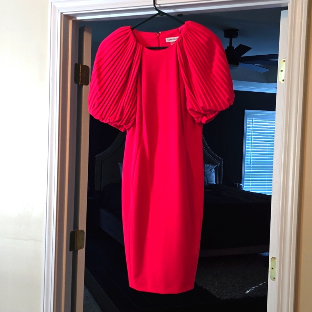 Calvin Klein Puff Sleeve Sheath Dress